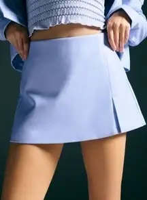 ANTHROPOLOGIE | AVEC LES FILLES 30 MINI SKORT Faux Leather in Wisteria NWT