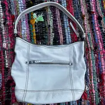 The sak off white/cream pebble leather hobo bag