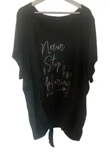 Torrid green short sleeve size 5XL Never stop exploring tie bottom