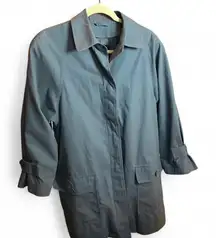 Rare Vintage Slate Blue London Fog Trench Coat Petite 12, Removable Fleece Liner