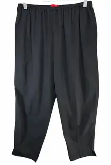 Shamask Pants Women 16 Black Viscose Cotton Pull On Ankle Split Hem Minimalist