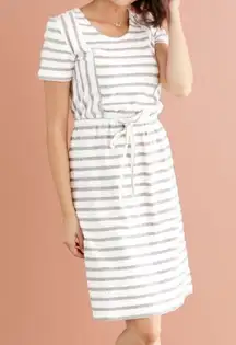 Mikarose Striped grey and white textured Knee Length Dress