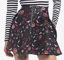Emily The Strange NWT Black O-Ring‎ Suspender Zipper Skirt Large Goth