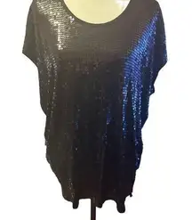 Michael Michael Kors Black Sequin Shirt Sz L