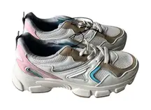 Streetwear‎ Society Sneakers Women Size 8 Tan Pink White Blue Retro NWOB