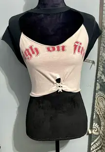 VINTAGE Anvil Cropped Tshirt Size Youth L Women’s Sm/med High On Fire