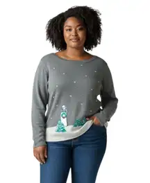 Talbots Large‎ Christmas Sweater Gray Lighthouse Holiday Knit Novelty 304