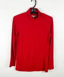 Athleta  Red Essence Ribbed Long Sleeves Turtleneck Tunic Top, Size Medium