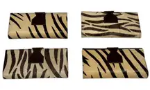 Lot Of 4 Real Handmade Animal Print Fur Leather Loop Closure Wallet/Hand Clutch