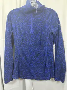 Columbia Pullover Womens Small Blue Black Fleece 1/2 Zip‎ Patterned Outdoors