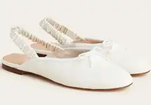 J.Crew Zoe Ballet Scrunchy Slingback Flats Ivory Leather Size 10.5
