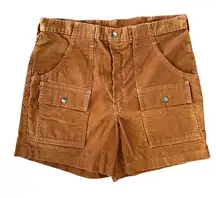 VTG Woolrich Corduroy Utility Shorts Size 12 Rust High Waisted Cargo Pockets