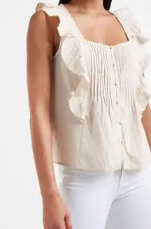 Ruffle Square Neck button down top