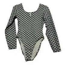 Vintage LA Movers Co-ord Set 80s Bodysuit Pants Paisley Pattern Green White S