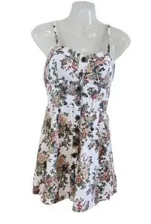 Poetry Sleeveless Floral Mini Dress Button Front Built in Bra Padding Medium