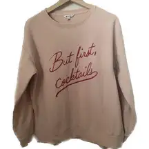 Wildfox Sweatshirt Womens Medium Pink Cocktails Crewneck Lounge Jumper