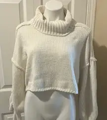 Altar'd State White Cowl Neck Sweater Modern Ribbed Knit, Size XL