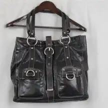 Kenneth Cole large black leather tote style shoulder bag