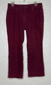 Lands' End Women's Burgundy Red Corduroy Bootcut Cropped Jeans Size 8
