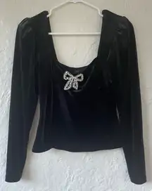 Rachel Zoe Top Womens XS Black Velvet Coquette Fairy Whimsigoth Cropped Evening