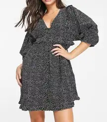 Design Sz 8 Oversized Puff Sleeves Ruffles Covered Button Up A-line Cotton