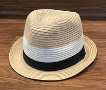 Straw black and ivory fedora one size