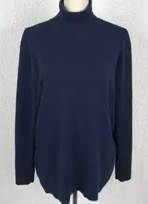 Chicos 2 Navy Blue Turtleneck Sweater Top Long Sleeve