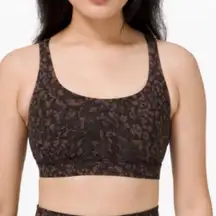 Lululemon Energy Bra Size 6 Wild Thing Camo Brown Black Strappy Sports Gym