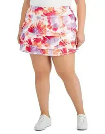 Ideology Plus Size Reef Peach Pull On Tie Dyed Flouncy Skort Size 1X NWT!!
