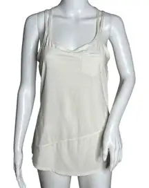 Athleta Shirt Womens Small Speedsetter Racerback Tank Cream‎ Stripe Double Strap