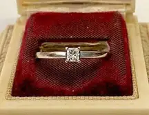 Ladies 14k Princess Cut Diamond Ring Sz 8 White Gold 1/5 LSC Keepsake Engagement