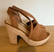 Sun + Stone Women’s Tan Suede Espadrille Platform Heels – Size 10