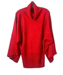 BCBGMaxAzria Women's Acrylic Long Sleeve Ribbed Turtleneck Sweater Red Large