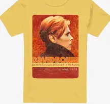 David Bowie Graphic T-Shirt in Yellow Berlin 1978 Youth Large or Women’s XS/S
