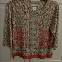 Alfred‎ Dunner pullover shirt with lace and metal accents. Size PS.