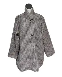 NWOT Old Navy Textured Houndstooth Multi Print Coat for Women Wool Blend