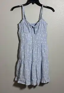 Hollister Women Light Blue Floral Tiered Mini Sundress size S