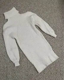 Cream Turtleneck Sweater Dress Small