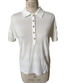 NWT Adore Me White/ Cream Striped Polo Shirt Size Small