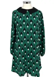 ModCloth You Make Loving Fun Shift Dress Peter Pan Collar Green Size Medium