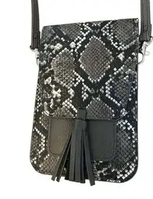 K Carroll Crossbody Purse Phone Holder RFID Protected Card Slots Snakeskin Gray