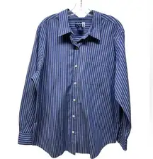 Vintage Venezia jeans Top Blue Striped Button Up Cotton blend size 18/20 classic