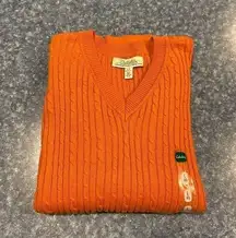 Cabela's Women's Orange/Rust Colored Cable Knit V-neck Pull Over Sweater Large