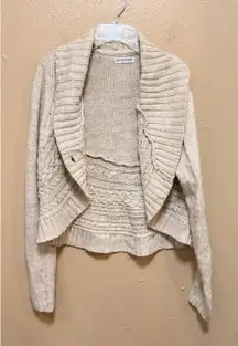 Aeropostale Womens XL Tan Cable Knit Shawl Collar Cardigan Sweater