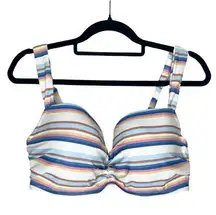 Target Shade & Shore Light Lift Striped Bralette Bikini Top 38D White Blue Swim