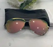 Quay Australia Muse Gold Pink Mirror‎ Lens Aviator Sunglasses Cat 3