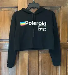 Polaroid Cropped Hoodie Women’s Land Camera Black Size Medium