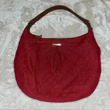 Vera Bradley  red corduroy hobo style purse, inside lining with key print