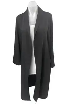 Aritzia Babaton Women's Black Long Sleeve Open Front Trench Overcoat Jacket XS