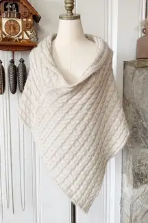 Hand Knit Grey Cream Shawl